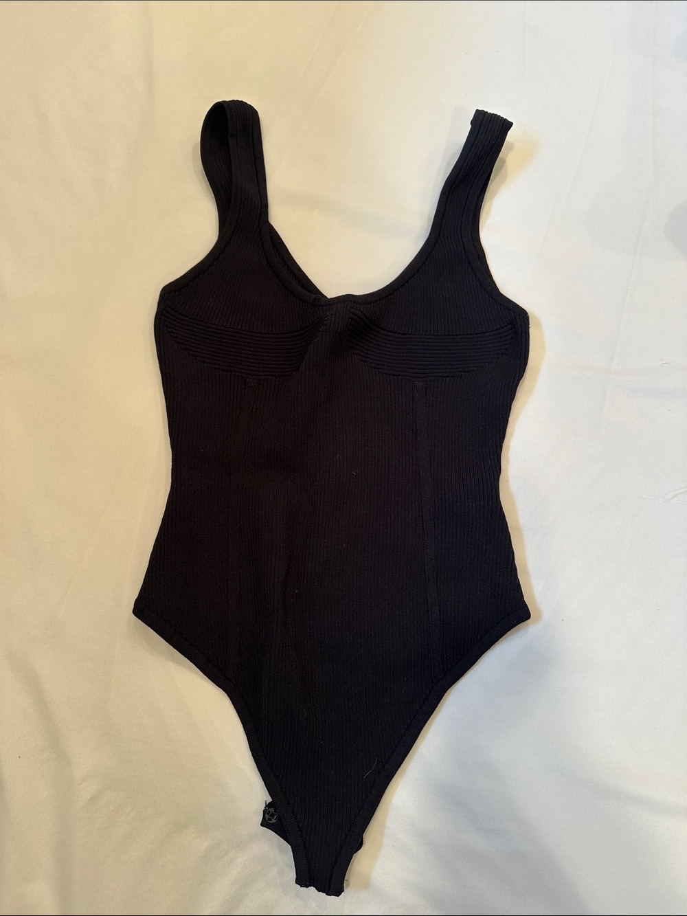 Black Ribbed One-Piece Bodysuit